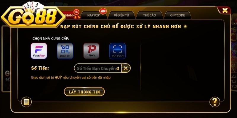 Nạp Tiền Go88 - Hướng Dẫn Chi Tiết Cách Thực Hiện Chuẩn 1 Quy trình nạp tiền Go88 đơn giản qua ngân hàng
