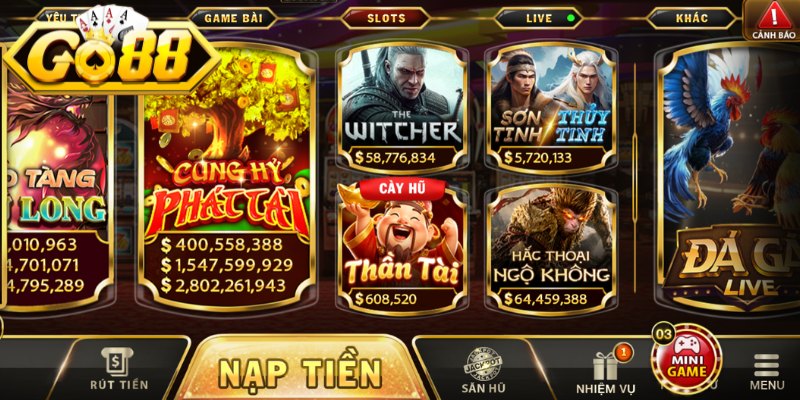 Không gian giải trí quay hũ săn jackpot hấp dẫn
